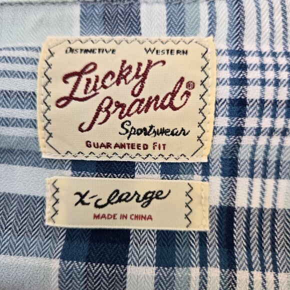 Lucky Brand Western Style Plaid Button Down Shirt Size XL - Picture 3 of 6